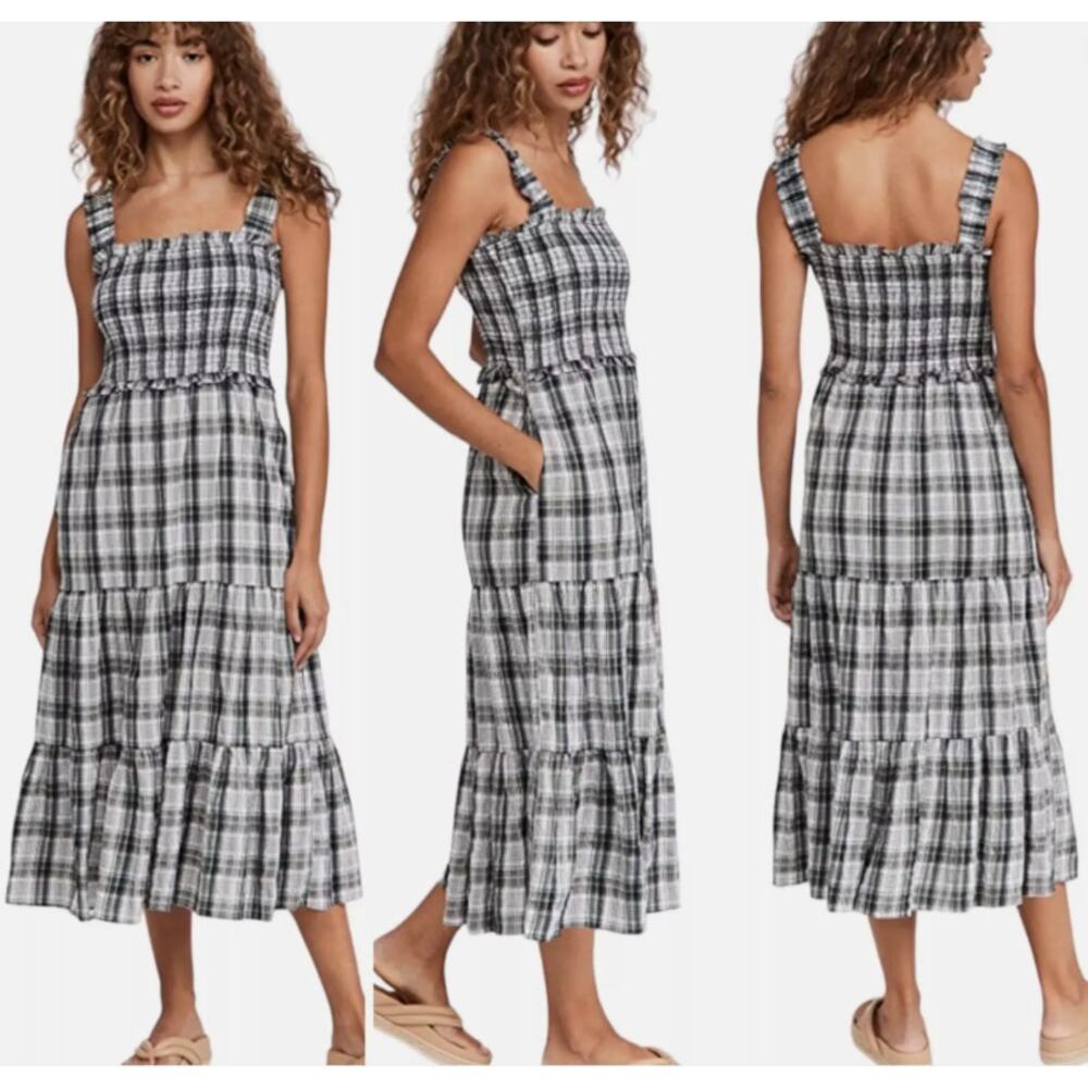 Veronica Beard Plaid Ziaga Midi Dress Sleeveless Tiered Ruched sz 8 - Picture 8 of 14